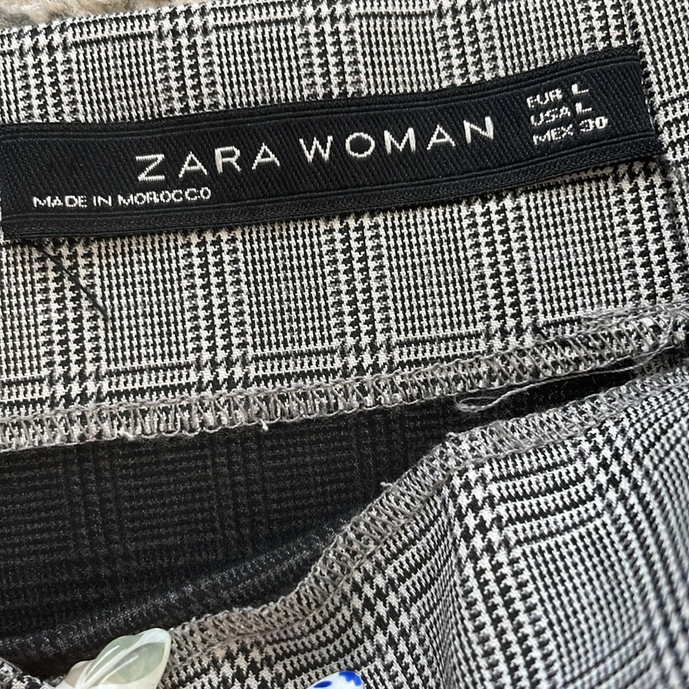 Zara NWOT Plaid Asymmetrical houndstooth Mini Skirt Front tie knot Woman’s Large - Picture 5 of 6